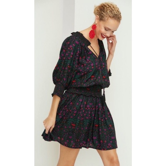 Roller Rabbit Dresses & Skirts - Roller Rabbit Women's Rhone Favela Green Floral Smocked Dress Large